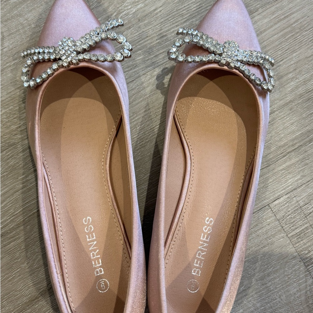 Berness Pink Rhinestone Bow Flats